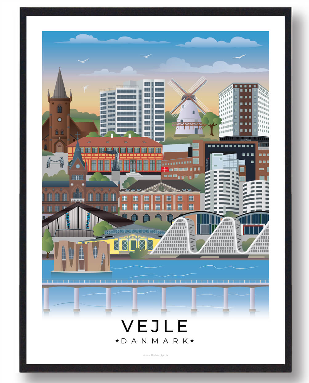 Vejle Plakat Med Hvid Kant