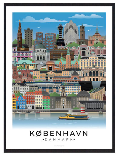København byplakat med hvid kant