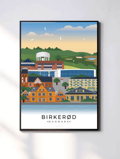 Moderne og minimalistisk byplakat med Birkerøds unikke vartegn. En stilfuld tilføjelse til hjemmet.
