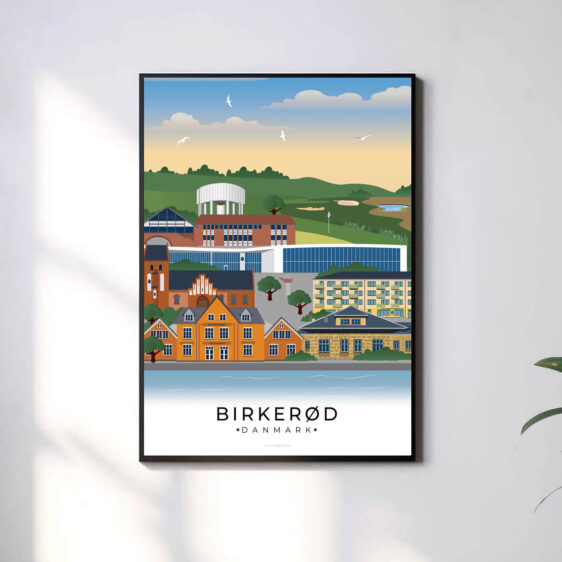 Moderne og minimalistisk byplakat med Birkerøds unikke vartegn. En stilfuld tilføjelse til hjemmet.
