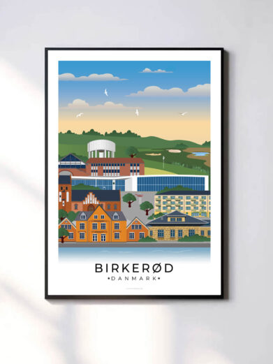 En minimalistisk og tidløs byplakat med hvid kant, der giver et rent og moderne udtryk.