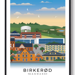 Birkerød byplakat med hvid kant