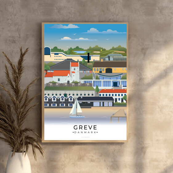 En smuk og detaljeret plakat, hvor Greves vartegn forenes i et harmonisk motiv.