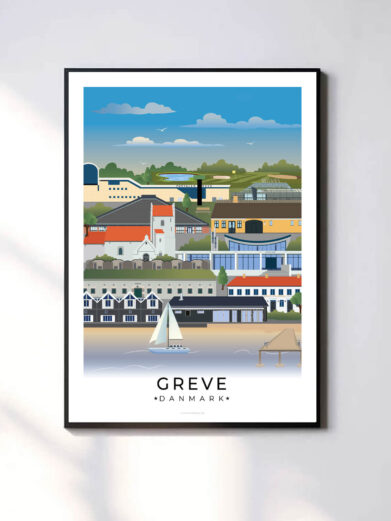 En minimalistisk og tidløs byplakat med hvid kant, der giver et rent og moderne udtryk.