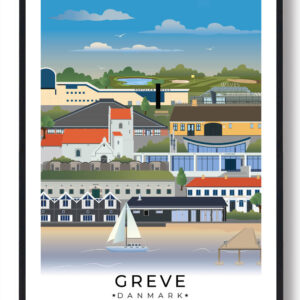 Greve byplakat med hvid kant