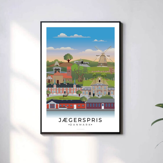 En minimalistisk og tidløs byplakat med hvid kant, der giver et rent og moderne udtryk.