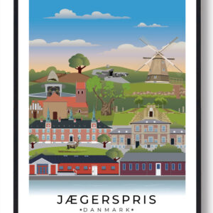 Jægerspris byplakat med hvid kant