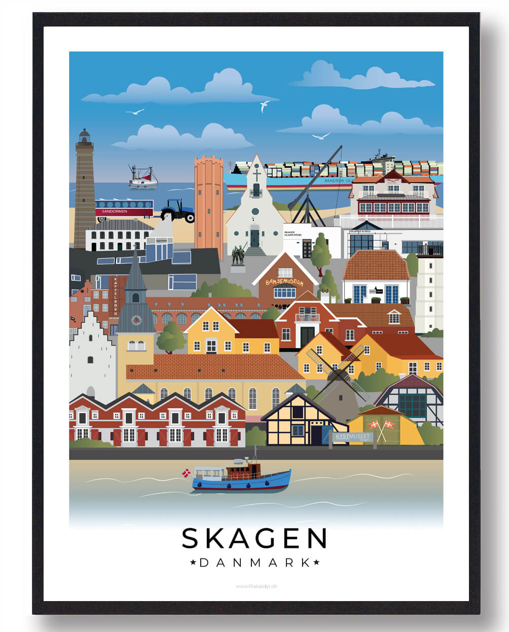 Skagen Byplakat Med Hvid Kant