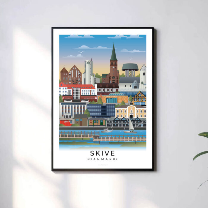 En minimalistisk og tidløs byplakat med hvid kant, der giver et rent og moderne udtryk.