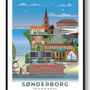 Sønderborg byplakat med hvid kant