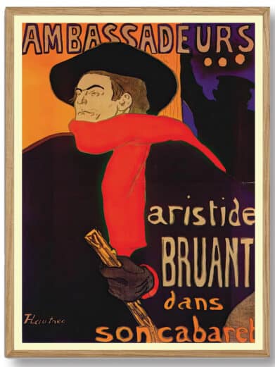 Med sit dristige design og stærke kontraster fanger denne plakat essensen af Paris’ bohemeliv og kunstneriske energi.