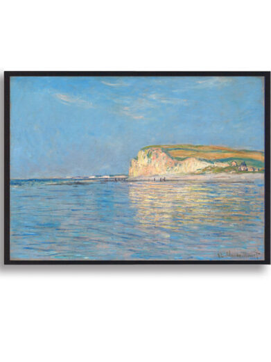 Den åbne strand og de bløde bølger, der skimtes i horisonten, understreger naturens uforudsigelighed. Monet indfanger øjeblikkets flygtighed og havets evige foranderlighed med en let og impressionistisk teknik.