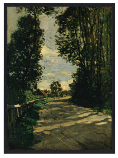 Walk, Road of the Farm Saint-Siméon er en hyldest til det enkle landliv og de små øjeblikke, hvor naturen åbner sig i al sin skønhed. Monet fanger fornemmelsen af en afslappet spadseretur på en sommerdag, hvor tiden står stille et øjeblik.