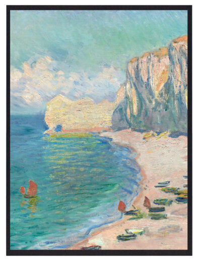 Monets fokus på lysets påvirkning af landskabet giver et næsten eterisk udtryk, hvor stranden og havet bliver ét med himlens skiftende farver. Den varme sol og den kølige brise mødes i et harmonisk samspil, der skaber et udtryk af både ro og kraft.