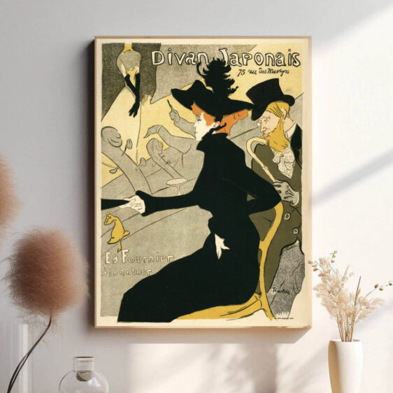 En stilfuld og stemningsfuld vintage-plakat med kabaretlivets charme. Et kunstnerisk indblik i Paris’ natteliv.