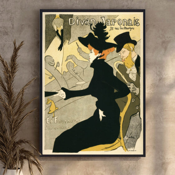 En ikonisk plakat, der fanger den elegante og mystiske atmosfære på Divan Japonais. Perfekt til elskere af fransk kultur og kunst.