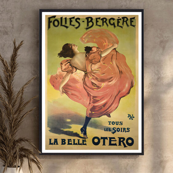 En ikonisk plakat, der indfanger den livlige stemning fra Folies Bergère. Perfekt til elskere af Belle Époque og pariserlivets charme.
