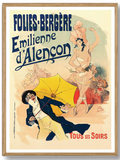 En dekorativ plakat med nostalgisk charme. Bringer stemningen fra de store kabaretshows direkte ind i dit hjem.