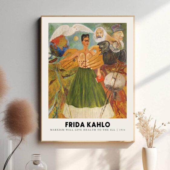 Denne plakat fanger Frida Kahlos engagement i marxismen, som var en central ideologi i hendes liv og kunst. Hendes stærke politiske holdninger, der blev reflekteret i hendes malerier, giver plakaten en følelse af modstand og solidaritet med de undertrykte. Hendes kunst blev en platform for at udtrykke sine ideologiske synspunkter og kæmpen for social retfærdighed.