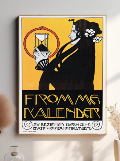 Med sine bløde linjer og dekorative elementer er denne plakat et smukt eksempel på Art Nouveau-stilen. Perfekt til elskere af vintage grafik.