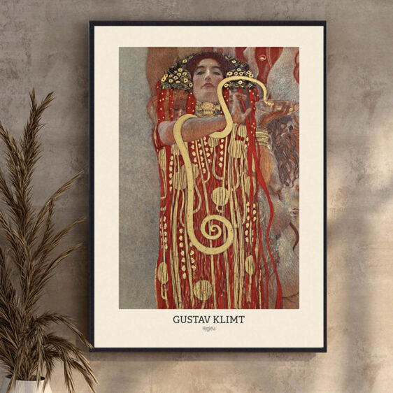 Hygieia af Gustav Klimt portrætterer den græske gudinde for sundhed og renhed i et værk fyldt med symbolik. Klimt bruger sin karakteristiske dekorative stil til at fremhæve hendes rolige og ophøjet udstråling, mens de komplekse mønstre og farver omkring hende symboliserer sundhedens indre balance og helbredende kræfter.