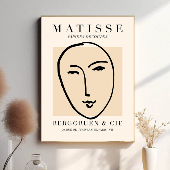 I Abstract Face reducerer Matisse ansigtets træk til de mest grundlæggende geometriske elementer, hvilket giver værket både en kraftfuld og fornyende energi. Den stiliserede form giver en ny tilgang til den menneskelige figur.