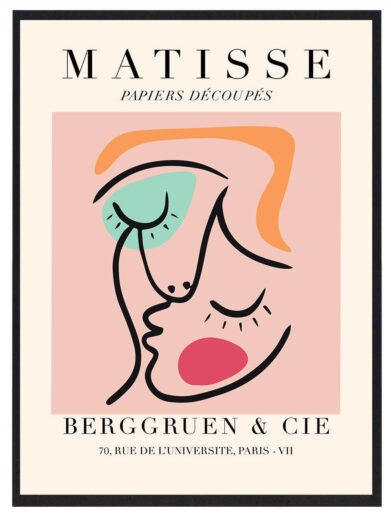 Dette værk afspejler Matisse’s moderne tilgang til portrætkunst, hvor det abstrakte og det figurative smelter sammen. Den lyserøde farve giver en subtil varme, mens de enkle linjer fanger ansigtets essens på en æstetisk og tidløs måde.