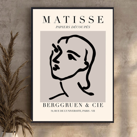 Madame af Henri Matisse er et sofistikeret portræt, hvor den stiliserede fremstilling af kvinden udstråler en tidløs elegance. Matisse bruger bløde linjer og harmoniske farver til at skabe en følelse af ro og balance.