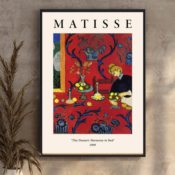 I The Dessert eksperimenterer Matisse med form og farve for at skabe en visuel repræsentation af en smagsoplevelse. De grafiske former og intense farver giver værket en legende og livlig energi.