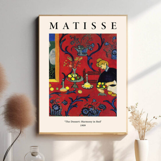 The Dessert af Henri Matisse fanger en følelse af varme og friskhed med sin levende farvepalette. De intense farver og enkle former skaber en stemning af nydelse og lethed, som et lækkert måltid for øjet.