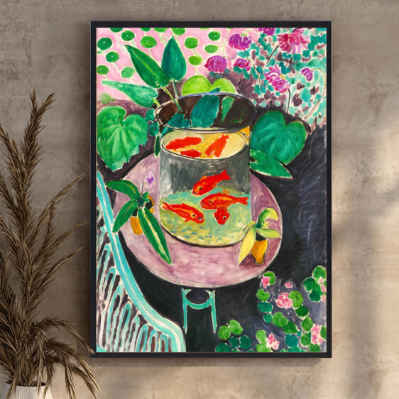 Med sin intense røde og blå farvepalet skaber Matisse’s The Goldfish plakat en stemning af energi og vitalitet. De gyldne fisk fungerer som et symbol på livets flygtighed og skønhed, samtidig med at de skaber et visuelt dynamisk udtryk.