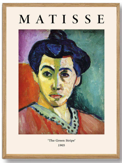 Matisse's nyskabende tilgang til portrættet gør The Green Stripe til en visionær fortolkning af menneskets ansigt. Farverne spiller en central rolle, og den grønne stribe fremstår både overraskende og forfriskende, hvilket giver et moderne præg på det klassiske portræt.