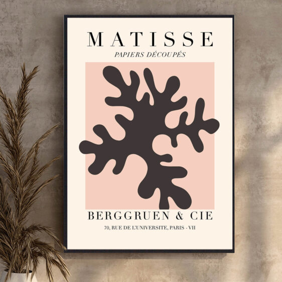 Black Leafs af Henri Matisse udtrykker naturens kraft gennem enkle, grafiske former. De stiliserede sorte blade fremstår som abstrakte, men stadig genkendelige, og skaber en følelse af vækst og bevægelse, samtidig med at de udstråler elegance.