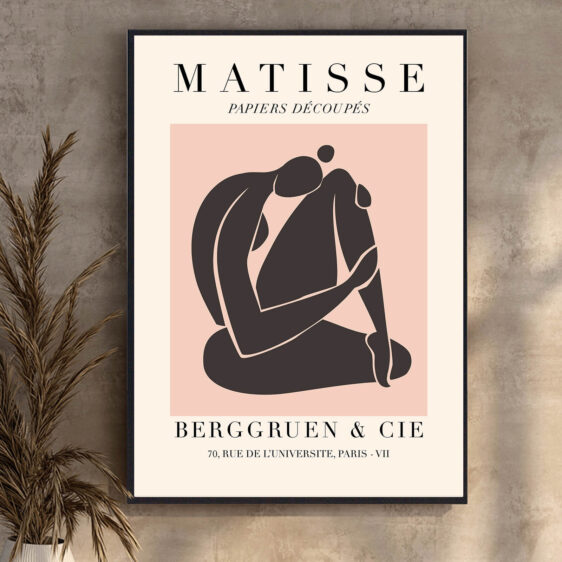 Black Nude Women af Henri Matisse er et ekspressivt værk, hvor den nøgne kvindelige form bliver abstraheret til enkle, stiliserede linjer og skygger i sort. Matisse formår at udtrykke sensualitet og styrke gennem de grafiske former.