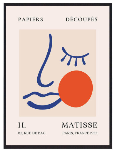 Blue Face Decoupés er et moderne portræt, hvor Matisse udforsker både det figurative og det abstrakte. Den blå farve skaber en tidløs kvalitet, der gør værket både relevant for sin tid og stadig relevant i dag.