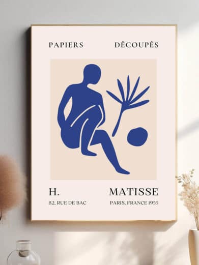Matisse’s brug af blå i Blue Man tilføjer en symbolsk dybde, hvor farven bliver et udtryk for både det fysiske og det mentale aspekt af figuren. Den stærke blå står i kontrast til det enkle motiv og skaber en følelse af introspektion og styrke.