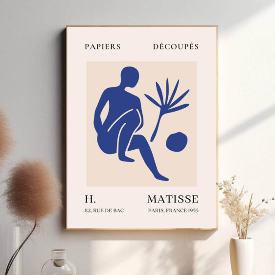 Matisse’s brug af blå i Blue Man tilføjer en symbolsk dybde, hvor farven bliver et udtryk for både det fysiske og det mentale aspekt af figuren. Den stærke blå står i kontrast til det enkle motiv og skaber en følelse af introspektion og styrke.