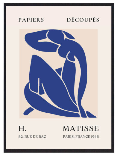 Blue Nude viser Matisse’s evne til at forenkle figuren ned til dens grundlæggende linjer, samtidig med at han bevarer en følelse af liv og bevægelse. Den stærke blå farve giver værket en følelse af både ro og vitalitet.
