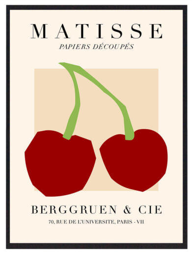 Kirsebærene i Matisse's værk fungerer som et symbol på naturens frugtbarhed og livets enkelhed. De klare farver og enkle former giver værket både en følelse af lethed og betydning.