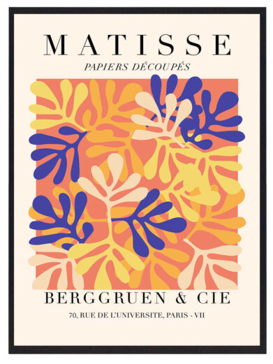 I Papiers Découpés bruger Matisse farve og form til at skabe en visuel symfoni, hvor de udskårne elementer virker både enkle og dybt udtryksfulde. Hvert snit og farvevalg har en unik emotionel kraft og bringer værket til live på en organisk måde.