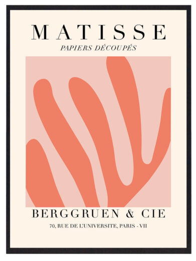 Matisse bruger den stiliserede form af bladene til at skabe et harmonisk værk, hvor farve og form arbejder sammen i en smuk balance. Papiers Découpés Leaf viser hans evne til at forvandle et simpelt motiv til et æstetisk og meditativt kunstværk.