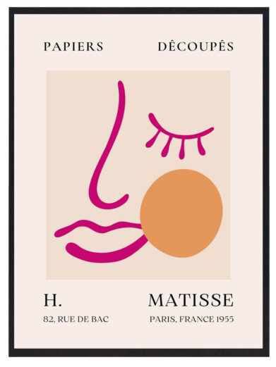 Pink Face er et moderne portræt, hvor Matisse skaber en stærk visuel tilstedeværelse med en enkel farvepalet og grafisk komposition. Ansigtets form fremstår både stiliseret og ekspressiv, hvilket giver værket en følelse af både harmoni og intensitet.