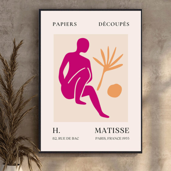 Pink Man af Henri Matisse bruger den varme, lyserøde farve som en central element, der skaber en stærk visuel kontrast og en følelse af energi. Matisse’s enkle linjer og figuren af manden gør værket både udtryksfuldt og symbolsk.