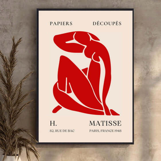 Red Lady af Henri Matisse fanger en stærk og stiliseret portræt af en kvinde, hvor den dybe røde farve dominerer kompositionen. Matisse bruger farve til at formidle både energi og mystik i sin fremstilling af modellen.