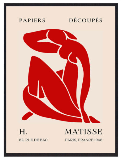 Dette værk af Matisse giver et intimt portræt af kvinden, hvor den røde baggrund og enkle former skaber et nærværende og tidløst billede. Farven og formen arbejder sammen for at fremhæve både den fysiske og følelsesmæssige intensitet.