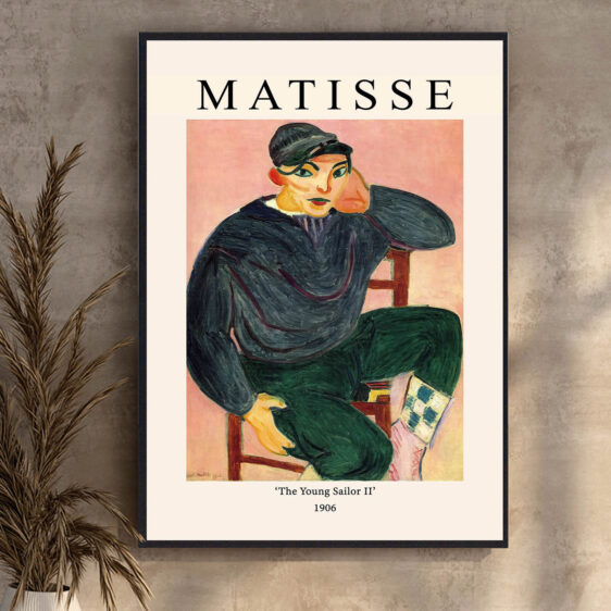 The Young Sailor af Henri Matisse fanger ungdommens energi og vitalitet gennem en lys farvepalet og en enkel, men udtryksfuld komposition. Den unge sømand står som et symbol på eventyr og frihed.