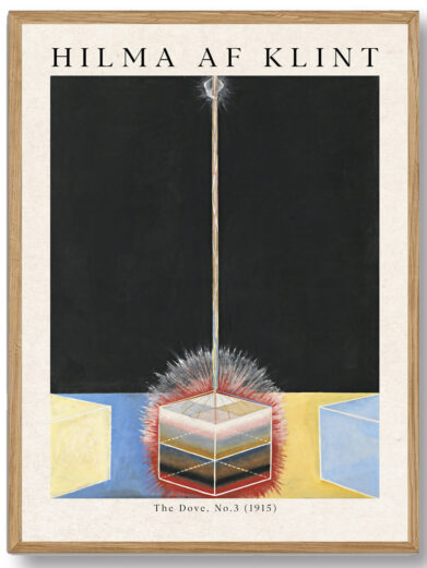 En tidløs illustration, der fanger den transformative kraft af Hilma af Klints arbejde, og hvordan hendes kunst udforsker forbindelsen mellem det jordiske og det spirituelle.