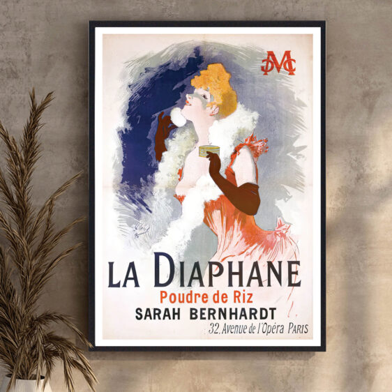 En raffineret vintage-plakat, der udstråler lethed og skønhed. Perfekt til dem, der elsker klassisk fransk reklamekunst.