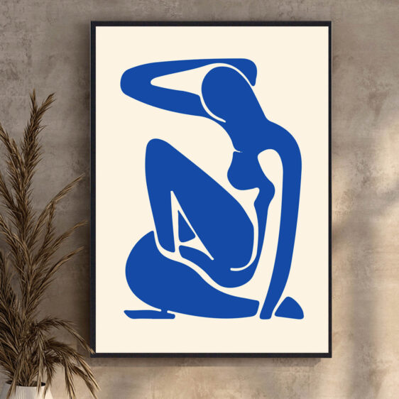 Matisse Blue Nude fanger en sensuel og stiliseret figur, hvor farver og former smelter sammen i en tidløs abstraktion. Dette ikoniske værk udfordrer betragterens opfattelse af nøgne kroppe og skønhed.