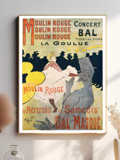 Denne plakat udstråler den intense energi og de dramatiske forestillinger, der definerer Moulin Rouge. Perfekt til dem, der elsker historiske kabaretoplevelser.